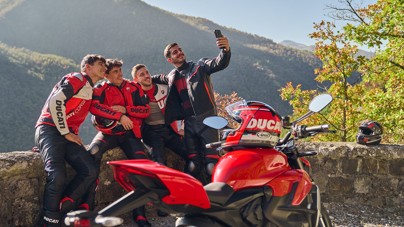 Riders on a mountain road